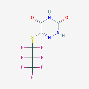 molecular formula C6H2F7N3O2S B2662367 6-((perfluoropropyl)thio)-1,2,4-triazine-3,5(2H,4H)-dione CAS No. 113307-06-5