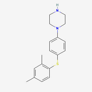 molecular formula C18H22N2S B2662372 1-{4-[(2,4-Dimethylphenyl)sulfanyl]phenyl}piperazine CAS No. 1815608-51-5