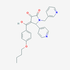 molecular formula C26H25N3O4 B266238 4-(4-butoxybenzoyl)-3-hydroxy-5-(4-pyridyl)-1-(3-pyridylmethyl)-1,5-dihydro-2H-pyrrol-2-one 