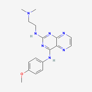 molecular formula C17H21N7O B2662386 [2-({4-[(4-Methoxyphenyl)amino]pteridin-2-yl}amino)ethyl]dimethylamine CAS No. 946348-66-9