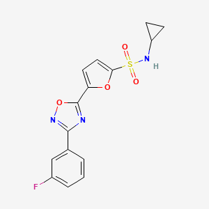 molecular formula C15H12FN3O4S B2662395 N-cyclopropyl-5-(3-(3-fluorophenyl)-1,2,4-oxadiazol-5-yl)furan-2-sulfonamide CAS No. 1207054-78-1