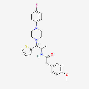 N-(1-(4-(4-fluorophenyl)piperazin-1-yl)-1-(thiophen-2-yl)propan-2-yl)-2-(4-methoxyphenyl)acetamide