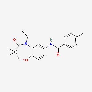 molecular formula C21H24N2O3 B2662406 N-(5-乙基-3,3-二甲基-4-氧代-2,3,4,5-四氢苯并[b][1,4]噁唑-7-基)-4-甲基苯酰胺 CAS No. 921790-13-8