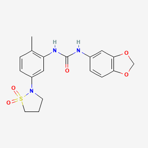 molecular formula C18H19N3O5S B2662417 1-(苯并[d][1,3]二噁烷-5-基)-3-(5-(1,1-二氧代异噻唑烷-2-基)-2-甲基苯基)脲 CAS No. 1203125-13-6