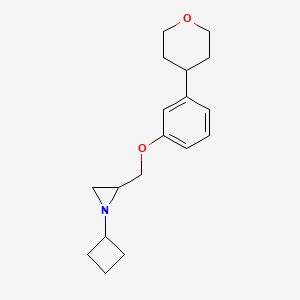 molecular formula C18H25NO2 B2662432 1-Cyclobutyl-2-[[3-(oxan-4-yl)phenoxy]methyl]aziridine CAS No. 2411261-63-5