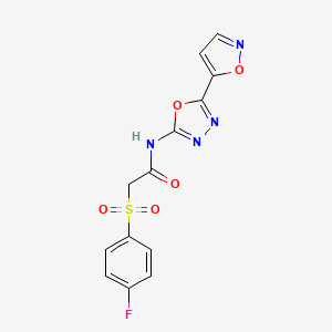 molecular formula C13H9FN4O5S B2662439 2-((4-fluorophenyl)sulfonyl)-N-(5-(isoxazol-5-yl)-1,3,4-oxadiazol-2-yl)acetamide CAS No. 946281-65-8