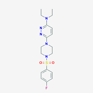 molecular formula C18H24FN5O2S B2662461 N,N-diethyl-6-(4-((4-fluorophenyl)sulfonyl)piperazin-1-yl)pyridazin-3-amine CAS No. 899756-99-1