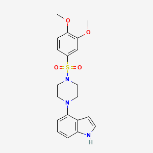 molecular formula C20H23N3O4S B2662468 4-[4-(3,4-dimethoxyphenyl)sulfonylpiperazin-1-yl]-1H-indole CAS No. 882257-03-6
