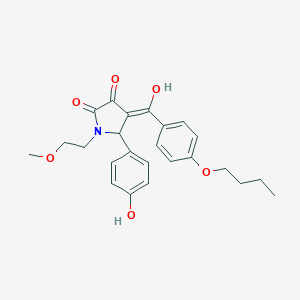 molecular formula C24H27NO6 B266249 4-(4-butoxybenzoyl)-3-hydroxy-5-(4-hydroxyphenyl)-1-(2-methoxyethyl)-1,5-dihydro-2H-pyrrol-2-one 