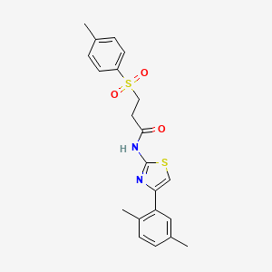N-(4-(2,5-dimethylphenyl)thiazol-2-yl)-3-tosylpropanamide