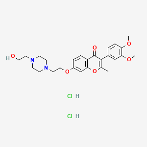 3-(3,4-dimethoxyphenyl)-7-(2-(4-(2-hydroxyethyl)piperazin-1-yl)ethoxy)-2-methyl-4H-chromen-4-one dihydrochloride