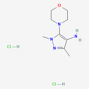 molecular formula C9H18Cl2N4O B2662528 1,3-Dimethyl-5-morpholin-4-ylpyrazol-4-amine;dihydrochloride CAS No. 2567495-40-1