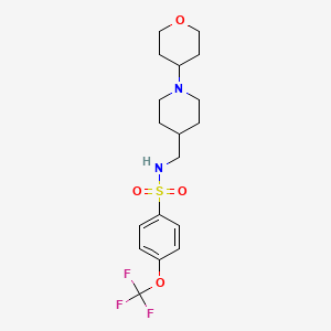 molecular formula C18H25F3N2O4S B2662545 N-((1-(四氢-2H-吡喃-4-基)哌啶-4-基)甲基)-4-(三氟甲氧基)苯磺酰胺 CAS No. 2034505-16-1