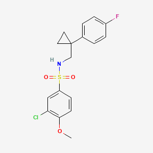 molecular formula C17H17ClFNO3S B2662557 3-氯-N-((1-(4-氟苯基)环丙基)甲基)-4-甲氧基苯磺酰胺 CAS No. 1049403-64-6