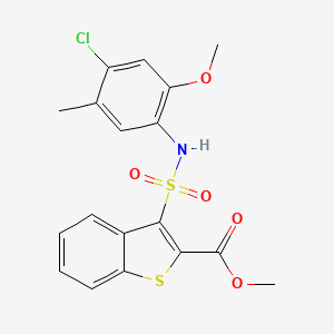molecular formula C18H16ClNO5S2 B2662567 Methyl 3-[(4-chloro-2-methoxy-5-methylphenyl)sulfamoyl]-1-benzothiophene-2-carboxylate CAS No. 899725-22-5