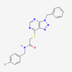 molecular formula C20H17FN6OS B2662573 2-((3-benzyl-3H-[1,2,3]triazolo[4,5-d]pyrimidin-7-yl)thio)-N-(4-fluorobenzyl)acetamide CAS No. 863452-95-3