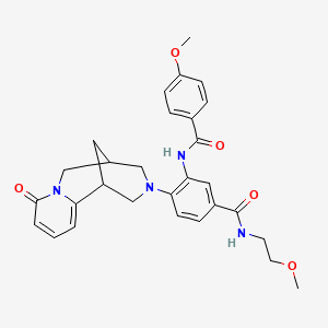 molecular formula C29H32N4O5 B2662574 3-(4-methoxybenzamido)-N-(2-methoxyethyl)-4-(8-oxo-5,6-dihydro-1H-1,5-methanopyrido[1,2-a][1,5]diazocin-3(2H,4H,8H)-yl)benzamide CAS No. 441047-97-8