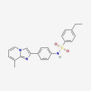 molecular formula C22H21N3O2S B2662575 4-ethyl-N-(4-(8-methylimidazo[1,2-a]pyridin-2-yl)phenyl)benzenesulfonamide CAS No. 691392-96-8