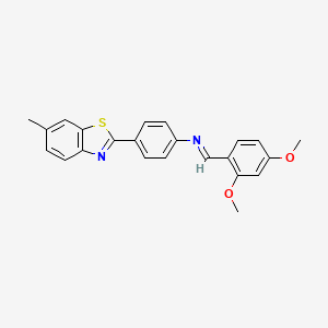 molecular formula C23H20N2O2S B2662578 (E)-N-(2,4-二甲氧基苄基亚甲基)-4-(6-甲基苯并[d]噻唑-2-基)苯胺 CAS No. 1321726-36-6