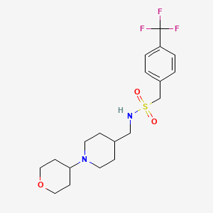 molecular formula C19H27F3N2O3S B2662579 N-((1-(四氢呋喃-4-基)哌啶-4-基)甲基)-1-(4-(三氟甲基)苯基)甲磺酰胺 CAS No. 2034505-22-9