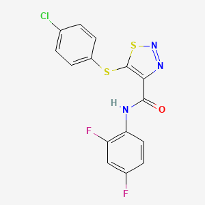 molecular formula C15H8ClF2N3OS2 B2662580 5-[(4-chlorophenyl)sulfanyl]-N-(2,4-difluorophenyl)-1,2,3-thiadiazole-4-carboxamide CAS No. 338791-90-5