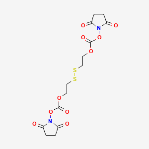 molecular formula C14H16N2O10S2 B2662581 Bis(2,5-dioxopyrrolidin-1-yl) (disulfanediylbis(ethane-2,1-diyl)) dicarbonate CAS No. 1688598-83-5