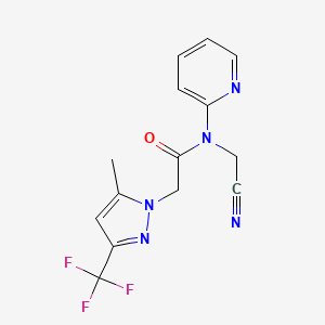 molecular formula C14H12F3N5O B2662594 N-(cyanomethyl)-2-[5-methyl-3-(trifluoromethyl)-1H-pyrazol-1-yl]-N-(pyridin-2-yl)acetamide CAS No. 2094595-47-6