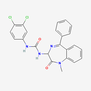 molecular formula C23H18Cl2N4O2 B2662606 1-(3,4-dichlorophenyl)-3-(1-methyl-2-oxo-5-phenyl-2,3-dihydro-1H-1,4-benzodiazepin-3-yl)urea CAS No. 119506-62-6