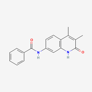 molecular formula C18H16N2O2 B2662608 N-(3,4-dimethyl-2-oxo-1H-quinolin-7-yl)benzamide CAS No. 1286725-51-6