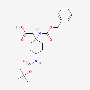 molecular formula C21H30N2O6 B2662612 2-[4-[(2-Methylpropan-2-yl)oxycarbonylamino]-1-(phenylmethoxycarbonylamino)cyclohexyl]acetic acid CAS No. 2287332-21-0