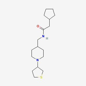 molecular formula C17H30N2OS B2662618 2-环戊基-N-((1-(四氢噻吩-3-基)哌啶-4-基)甲基)乙酰胺 CAS No. 2034571-71-4