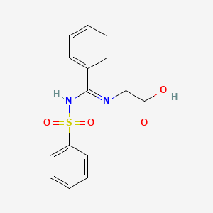 molecular formula C15H14N2O4S B2662619 2-[[Benzenesulfonamido(phenyl)methylidene]amino]acetic acid CAS No. 201989-07-3