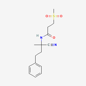 molecular formula C15H20N2O3S B2662621 N-(1-cyano-1-methyl-3-phenylpropyl)-3-methanesulfonylpropanamide CAS No. 1445139-74-1