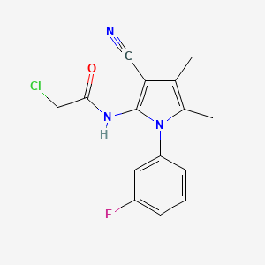 molecular formula C15H13ClFN3O B2662627 2-氯-N-[3-氰基-1-(3-氟苯基)-4,5-二甲基-1H-吡咯-2-基]乙酰胺 CAS No. 852399-61-2