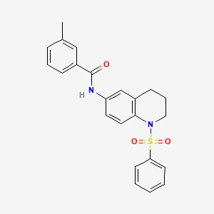 N-[1-(benzenesulfonyl)-3,4-dihydro-2H-quinolin-6-yl]-3-methylbenzamide