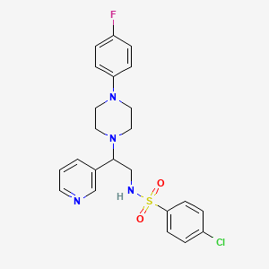 molecular formula C23H24ClFN4O2S B2662633 4-chloro-N-{2-[4-(4-fluorophenyl)piperazin-1-yl]-2-(pyridin-3-yl)ethyl}benzene-1-sulfonamide CAS No. 863586-71-4