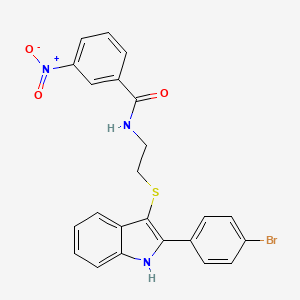 molecular formula C23H18BrN3O3S B2662647 N-(2-((2-(4-溴苯基)-1H-吲哚-3-基)硫)乙基)-3-硝基苯甲酰胺 CAS No. 919703-69-8