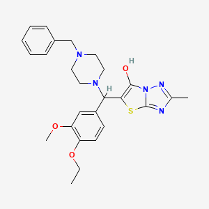 5-((4-Benzylpiperazin-1-yl)(4-ethoxy-3-methoxyphenyl)methyl)-2-methylthiazolo[3,2-b][1,2,4]triazol-6-ol