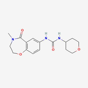 molecular formula C16H21N3O4 B2662675 1-(4-methyl-5-oxo-2,3,4,5-tetrahydrobenzo[f][1,4]oxazepin-7-yl)-3-(tetrahydro-2H-pyran-4-yl)urea CAS No. 2034227-96-6