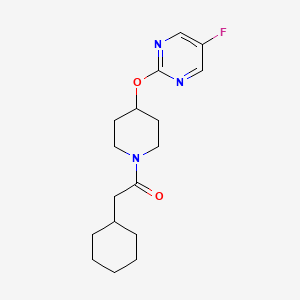 molecular formula C17H24FN3O2 B2662680 2-Cyclohexyl-1-[4-(5-fluoropyrimidin-2-yl)oxypiperidin-1-yl]ethanone CAS No. 2380143-13-3