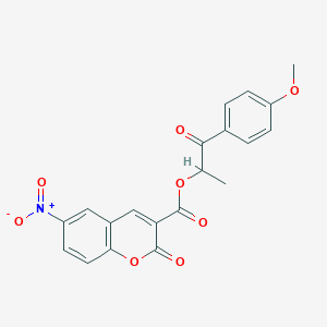 molecular formula C20H15NO8 B2662704 1-(4-甲氧基苯基)-1-氧代丙酰基-6-硝基-2-氧代-2H-香豆素-3-羧酸酯 CAS No. 941897-60-5