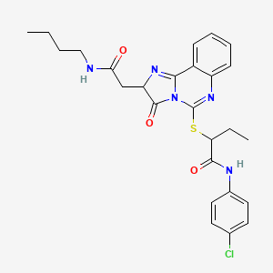 2-[[2-[2-(butylamino)-2-oxoethyl]-3-oxo-2H-imidazo[1,2-c]quinazolin-5-yl]sulfanyl]-N-(4-chlorophenyl)butanamide
