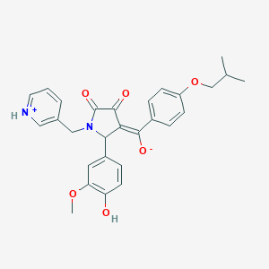 molecular formula C28H28N2O6 B266272 (E)-[2-(4-hydroxy-3-methoxyphenyl)-4,5-dioxo-1-(pyridinium-3-ylmethyl)pyrrolidin-3-ylidene][4-(2-methylpropoxy)phenyl]methanolate 