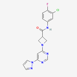 1-(6-(1H-pyrazol-1-yl)pyrimidin-4-yl)-N-(3-chloro-4-fluorophenyl)azetidine-3-carboxamide