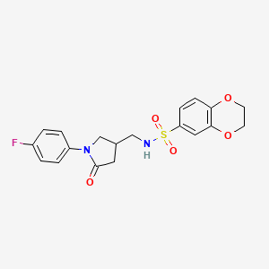 N-((1-(4-fluorophenyl)-5-oxopyrrolidin-3-yl)methyl)-2,3-dihydrobenzo[b][1,4]dioxine-6-sulfonamide