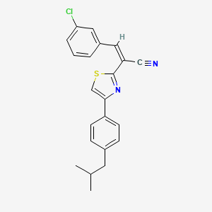 molecular formula C22H19ClN2S B2662734 (Z)-3-(3-chlorophenyl)-2-(4-(4-isobutylphenyl)thiazol-2-yl)acrylonitrile CAS No. 476669-65-5