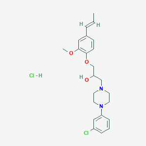 molecular formula C23H30Cl2N2O3 B2662742 (E)-1-(4-(3-氯苯基)哌嗪-1-基)-3-(2-甲氧基-4-(丙-1-烯-1-基)苯氧基)丙烷-2-醇盐酸盐 CAS No. 1331723-71-7