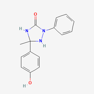 molecular formula C15H15N3O2 B2662761 5-(4-Hydroxyphenyl)-5-methyl-2-phenyl-1,2,4-triazolan-3-one CAS No. 245039-31-0