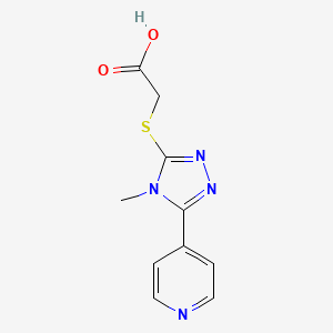 molecular formula C10H10N4O2S B2662766 (4-Methyl-5-pyridin-4-yl-4H-[1,2,4]triazol-3-ylsulfanyl)-acetic acid CAS No. 338425-50-6