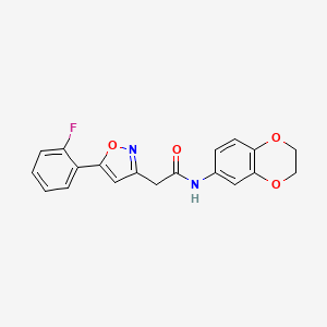 N-(2,3-dihydrobenzo[b][1,4]dioxin-6-yl)-2-(5-(2-fluorophenyl)isoxazol-3-yl)acetamide